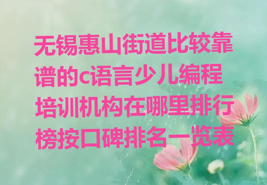 无锡惠山街道比较靠谱的c语言少儿编程培训机构在哪里排行榜按口碑排名一览表