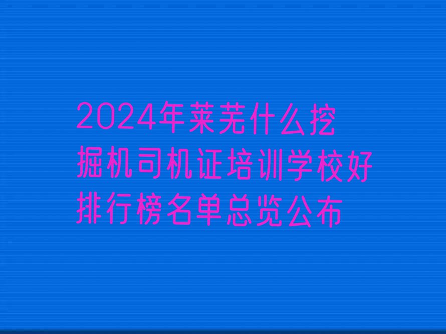 2024年莱芜什么挖掘机司机证培训学校好排行榜名单总览公布