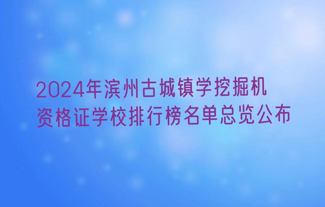 2024年滨州古城镇学挖掘机资格证学校排行榜名单总览公布