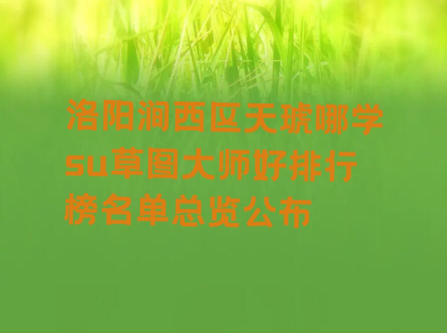 洛阳涧西区天琥哪学su草图大师好排行榜名单总览公布