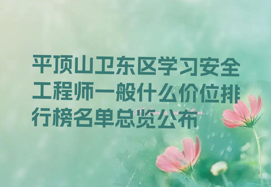 平顶山卫东区学习安全工程师一般什么价位排行榜名单总览公布