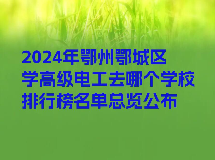 2024年鄂州鄂城区学高级电工去哪个学校排行榜名单总览公布