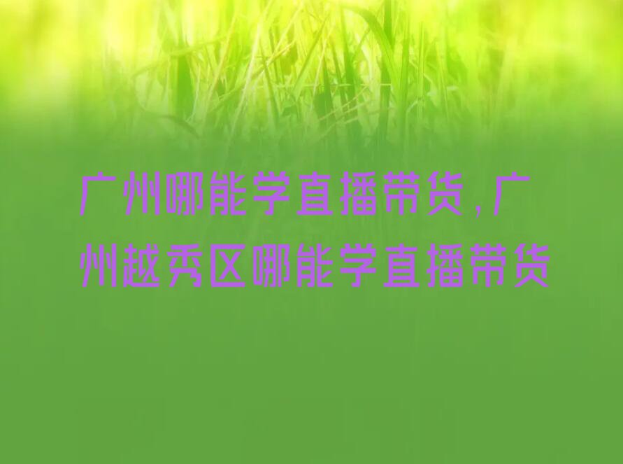 广州哪能学直播带货,广州越秀区哪能学直播带货