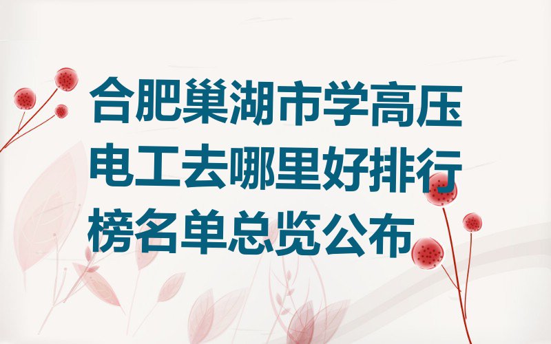 合肥巢湖市学高压电工去哪里好排行榜名单总览公布